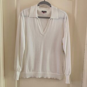 Vince Camuto White V-Neck Sweater